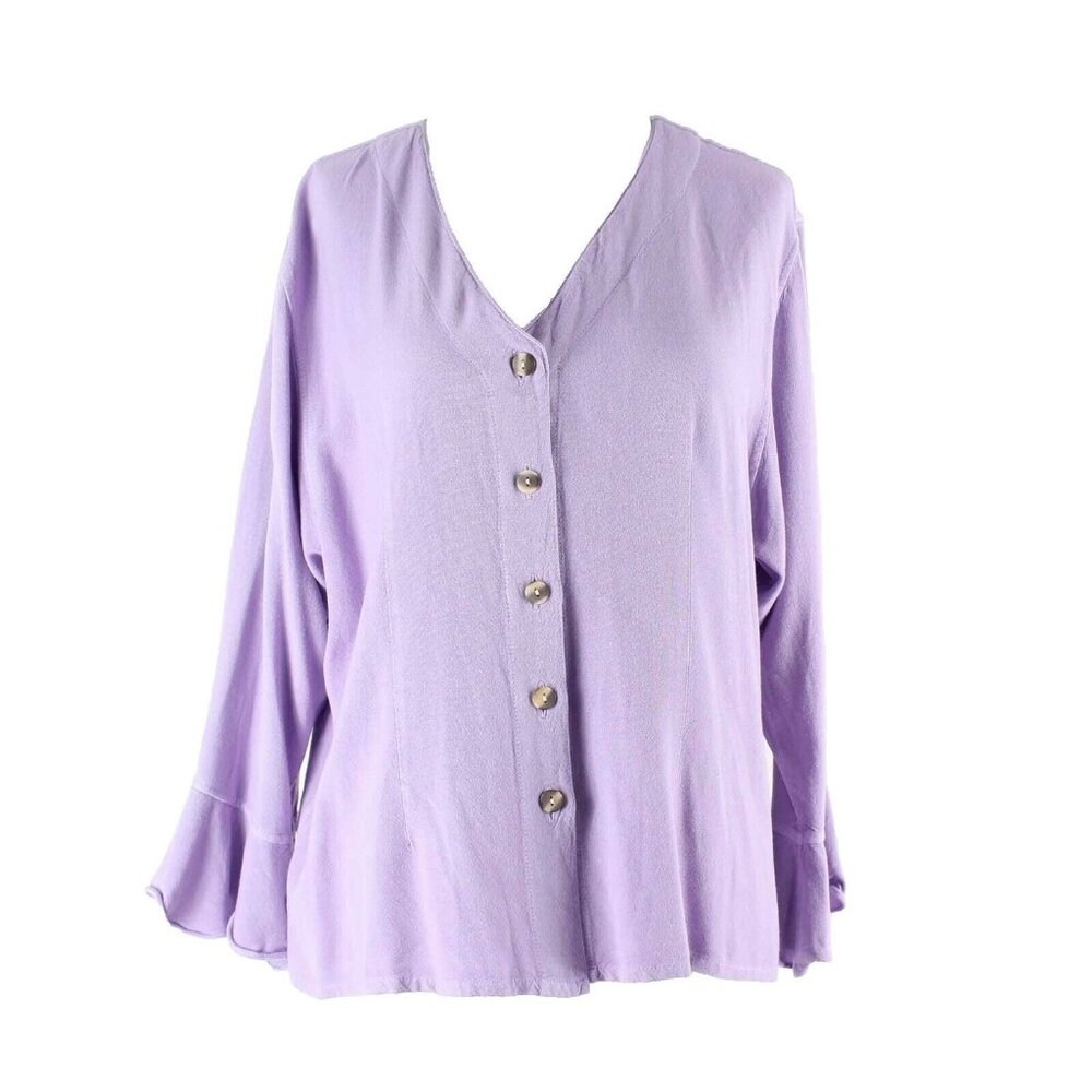 Nomad Sz 45 Lavender Ruffled Flutter Sleeves Cotton Blend Light Jacket